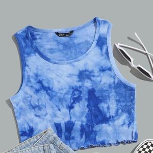 Lettuce Trim Tie Dye Crop Tank Top